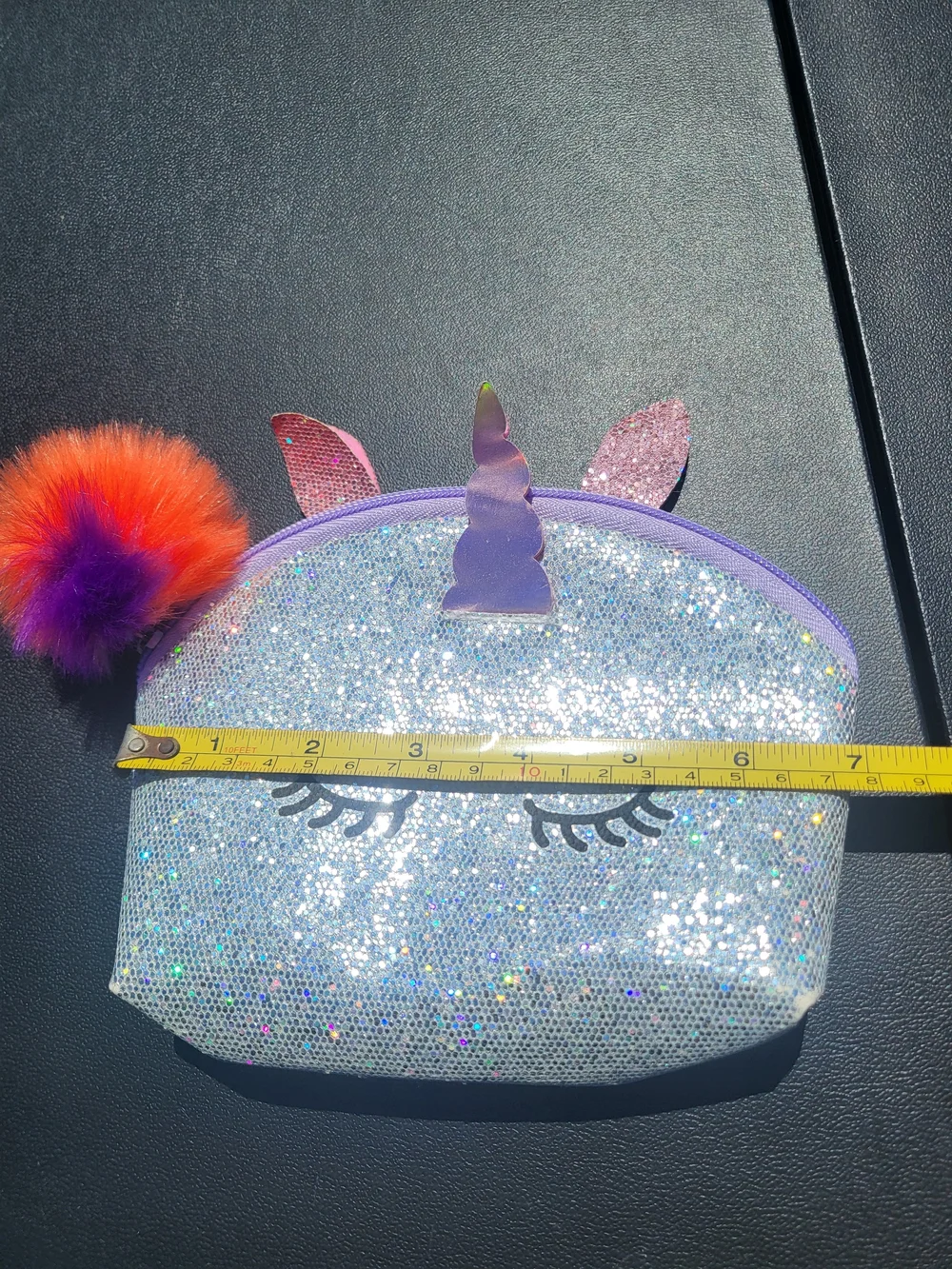 Cat and Jack Unicorn Makeup Bag Silver Glitter Excellent Condition